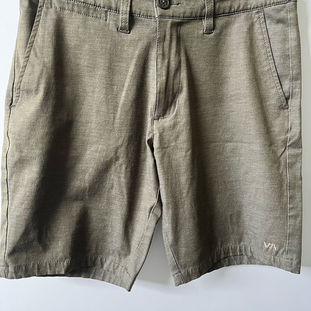 RVCA Men's Olive Flat Front Shorts